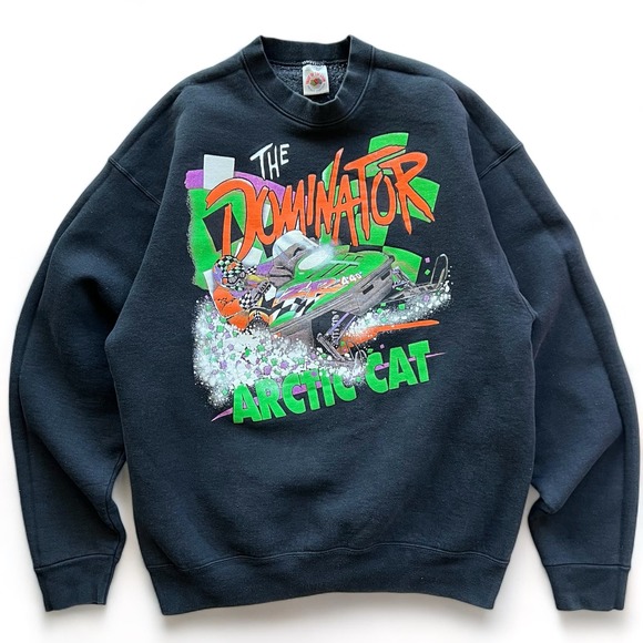 Fruit of the Loom Other - Vintage Arctic Cat Dominator Snowmobile Crewneck Sweatshirt Black Machine Sled